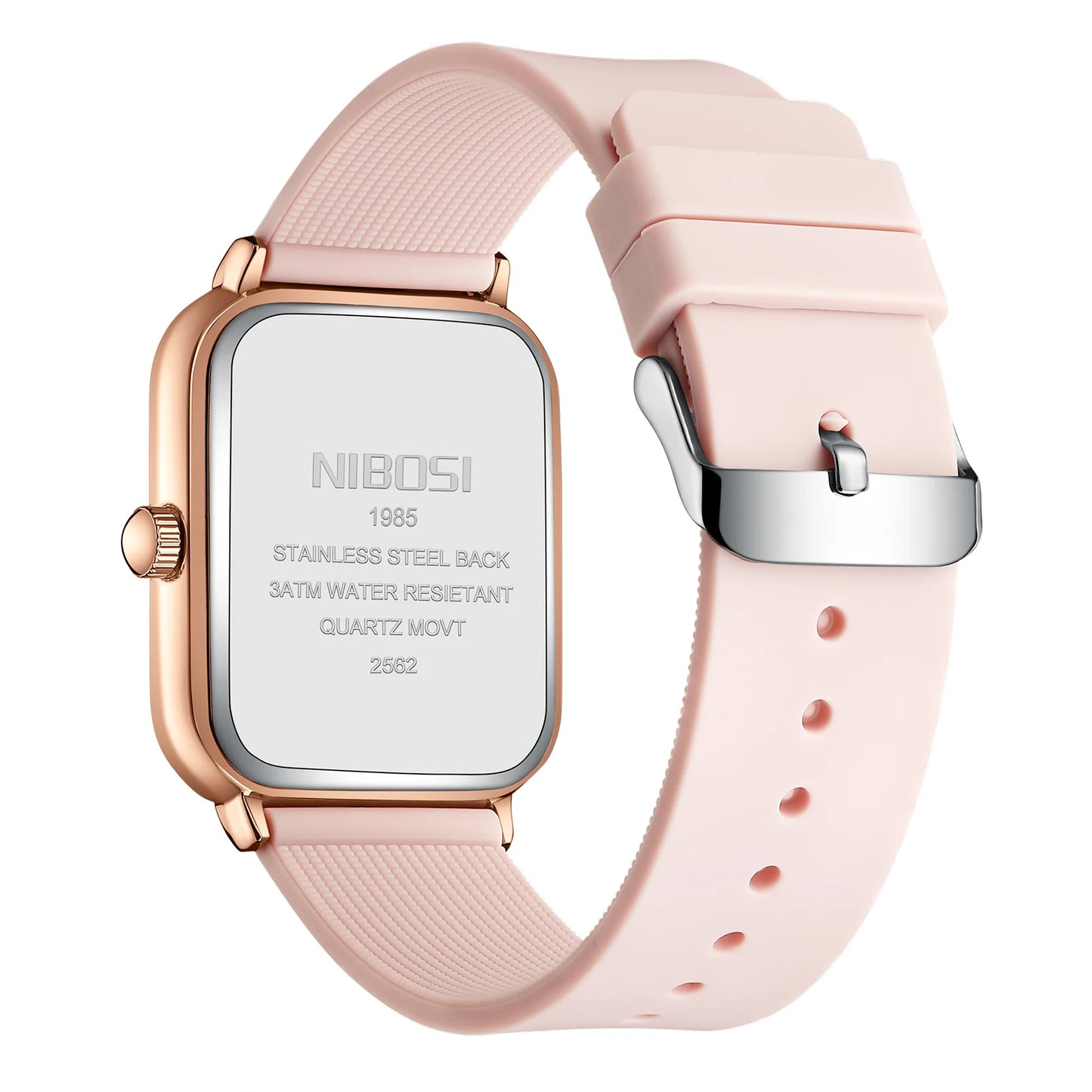 NIBOSI 2562 Customize Logo Simple Design Fashion Ladies Wristwatch Square Dial Silicone Band Women Quartz Watches