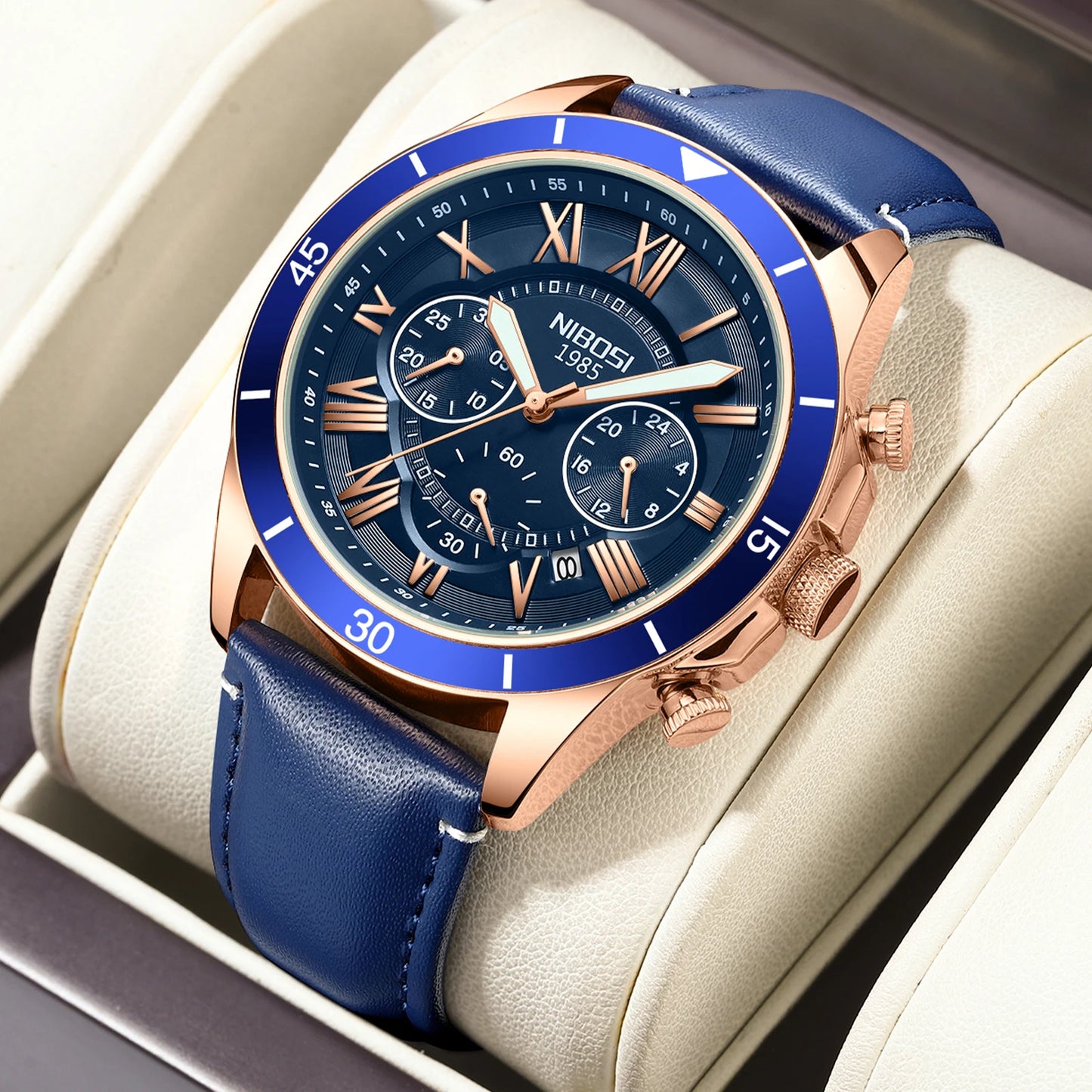 NIBOSI 2652 Fashion Mens High Quality Waterproof Rubber Strap Quartz Watch