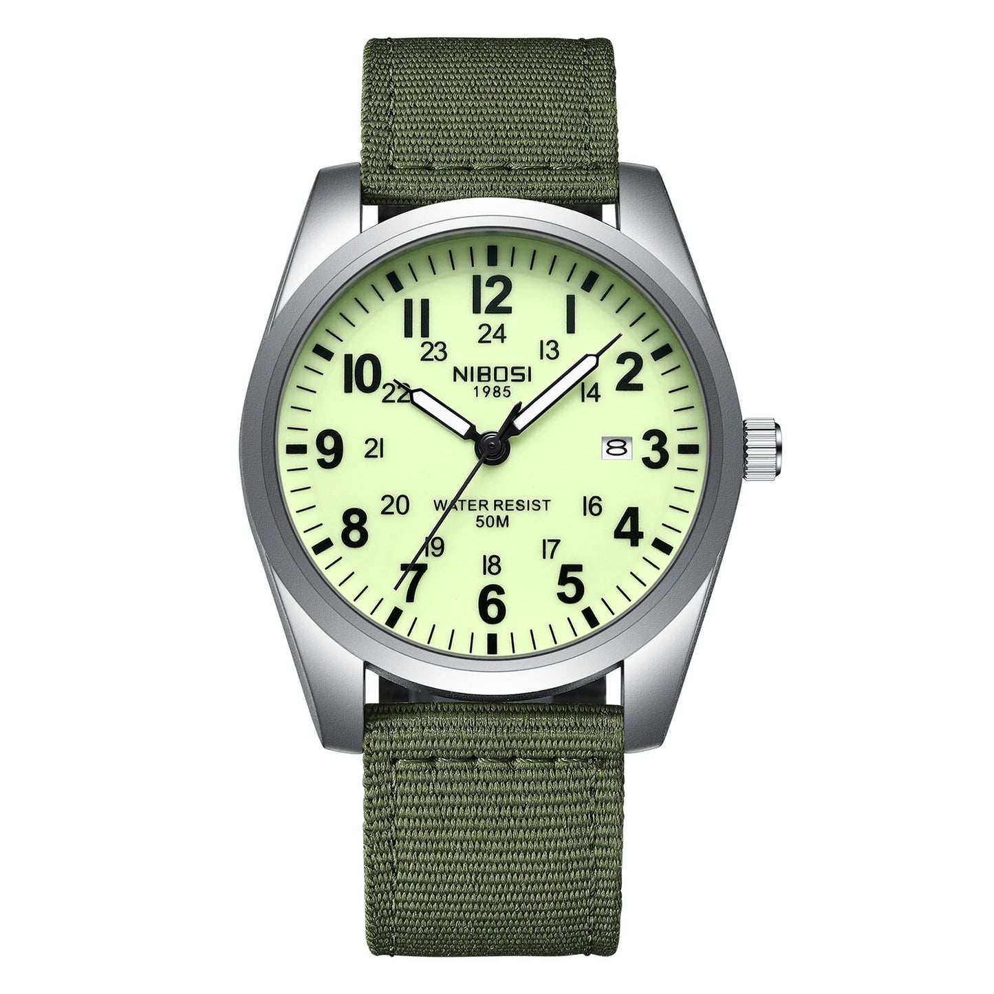 China NIBOSI 2639 Nylon Strap Wrist Watches Calendar Waterproof Sports Watch Mens Classic Mountaineering Style Watch