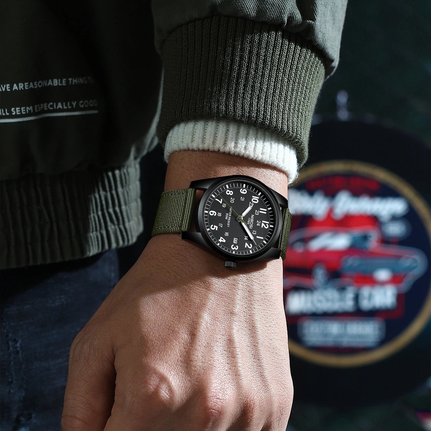 NIBOSI 2639 Luxury Men Date Black Watch Male Quartz 3ATM Waterproof Fashion Nylon Business Wristwatches Relojes Hombre