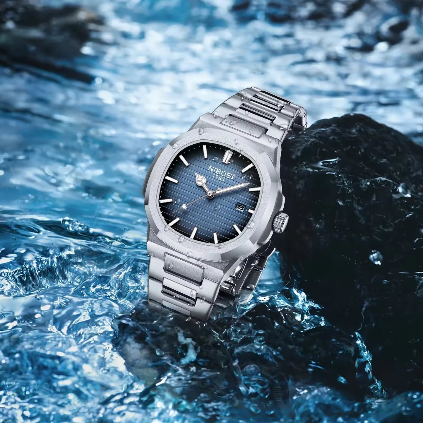 NIBOSI 2632 Fashion Luxury New Design Stainless Steel Band Alloy Case Movement Waterproof Mens Quartz Watch