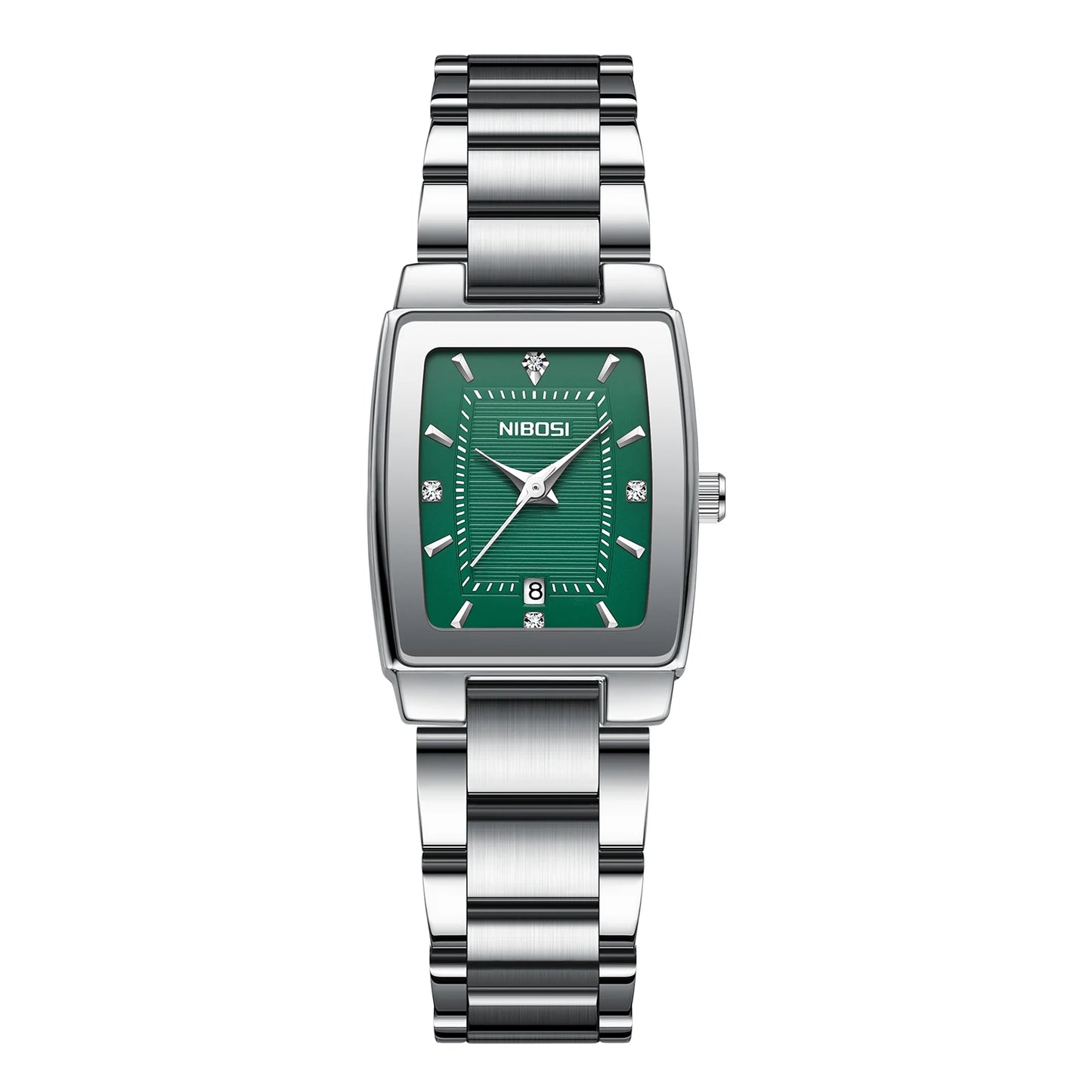 NIBOSI 2671 Square Fashion Ladies Quartz Watch Stainless Steel Bracelet Waterproof Women Wristwatch