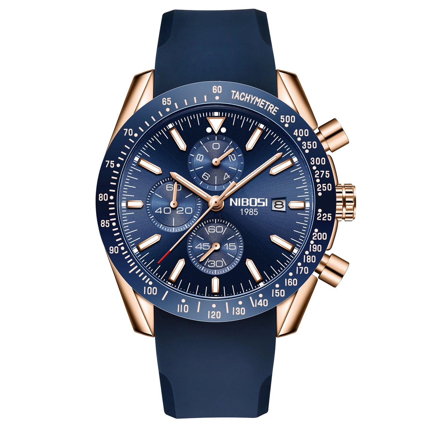 NIBOSI 2615 Chronograph Auto Date Waterproof Luminous Hands Quartz Watch With Small Three Needle