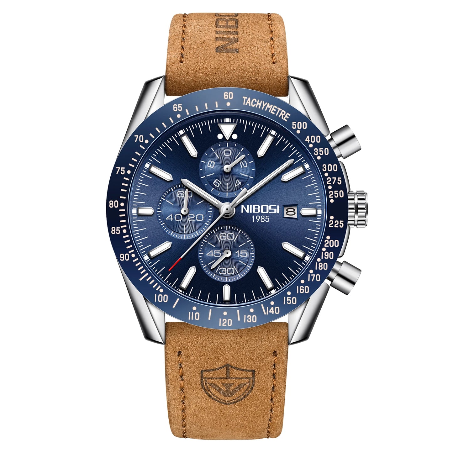 NIBOSI 2615 Chronograph Auto Date Waterproof Luminous Hands Quartz Watch With Small Three Needle