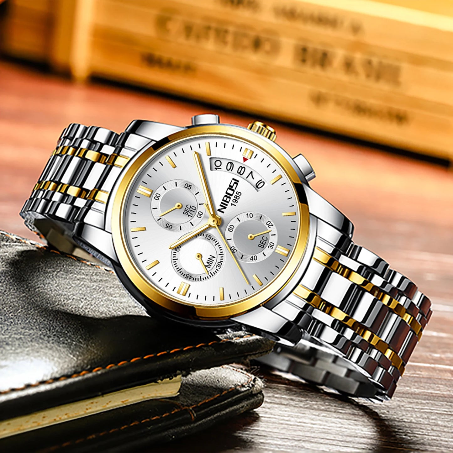 Nibosi 2353 Wrist Watch Supplier Men Analog Quartz Wristwatch Stainless Steel Band Customize Logo Watches
