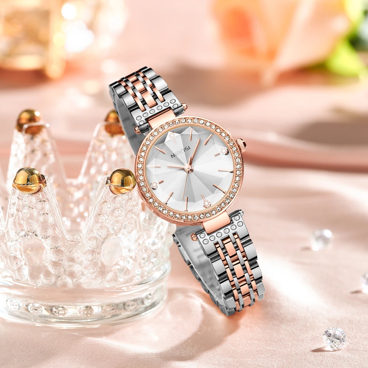 China Supplier Original NIBOSI 2622 Shiny Watches Montre Clock Watches Women Moissanite Wholesale Designer Ladies Watch