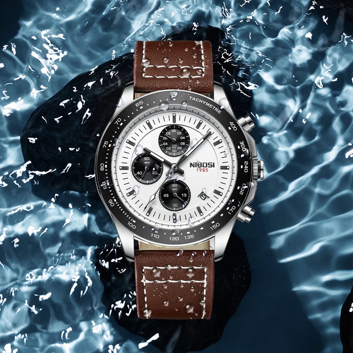 New NIBOSI 2636 Luxury Sport Watch Top Brand Creative Chronograph Leather Strap Wristwatch Luminous Waterproof Men Watches