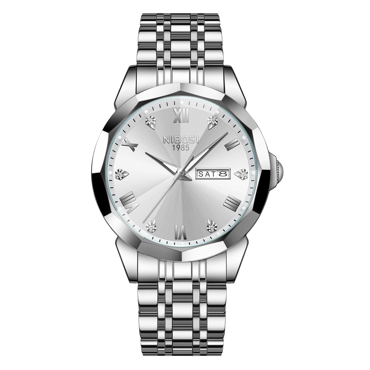 2623 Men's Luxury Stainless Steel Band Quartz Watch Waterproof Luminous Business Wristwatch with Dial Mechanical Type for Men