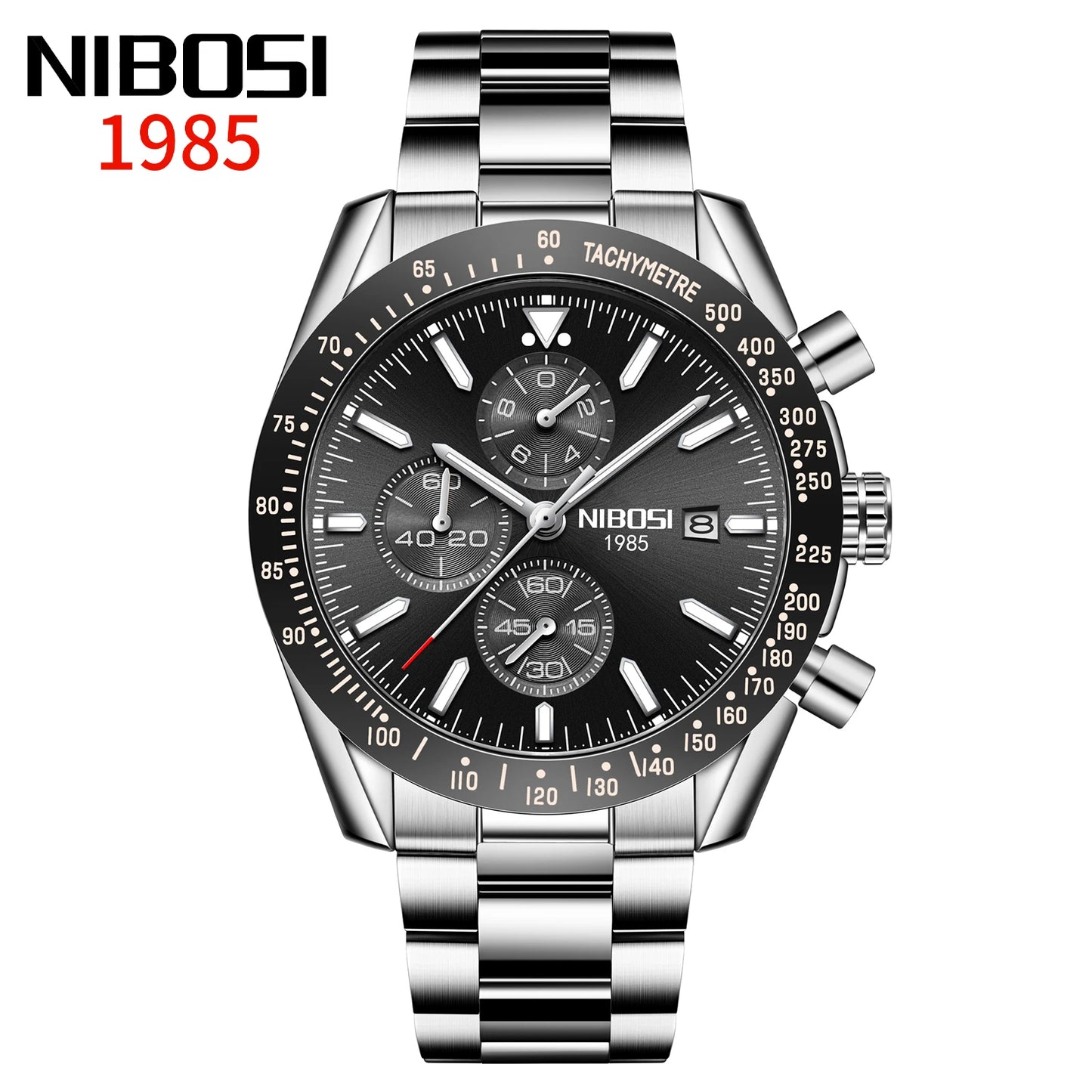 NIBOSI 2615 Chronograph Auto Date Waterproof Luminous Hands Quartz Watch With Small Three Needle