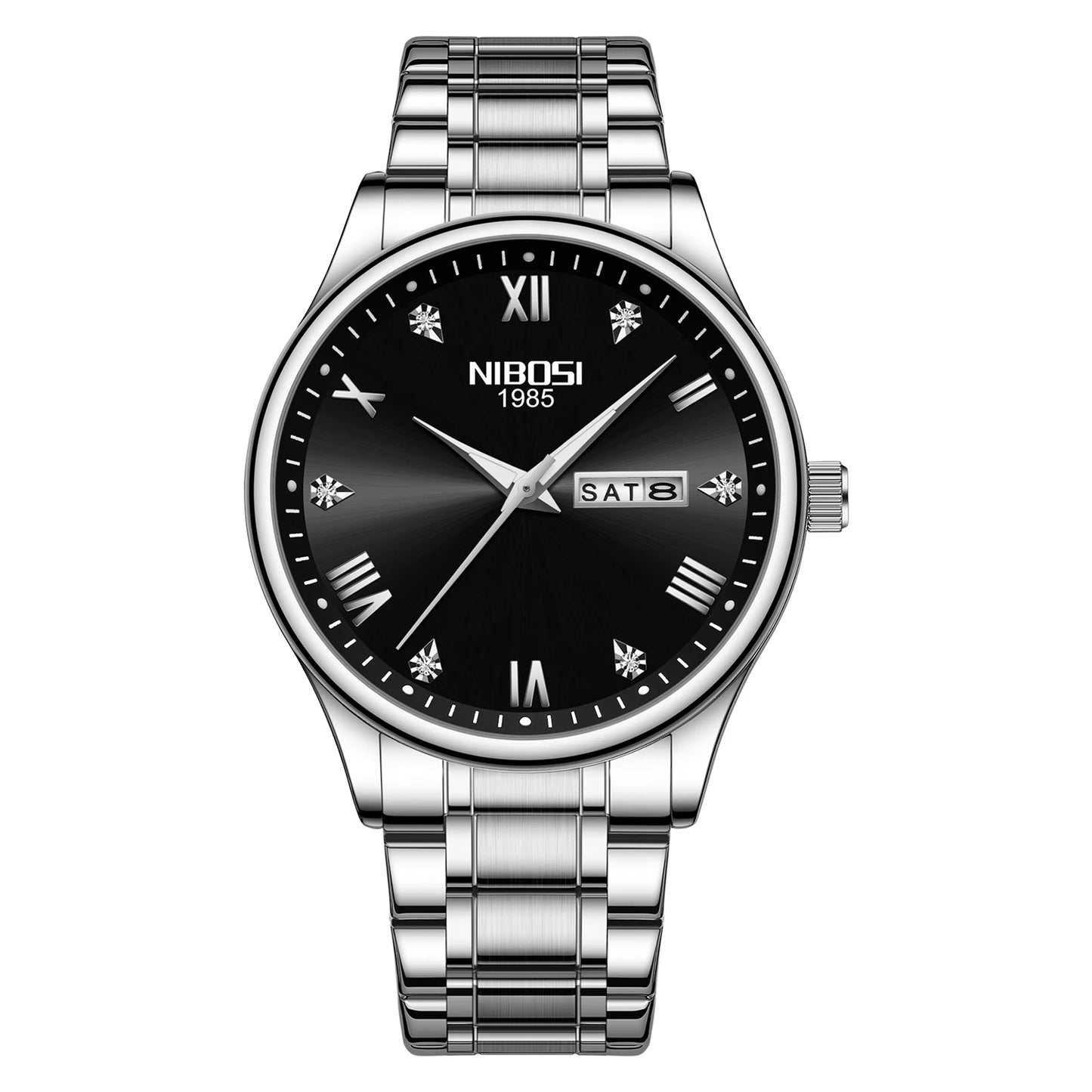 Nibosi 2626 Men's Stainless Steel Quartz Watch Waterproof Business Wristwatches Custom Logo Analog Display Glass Relojes Hombre
