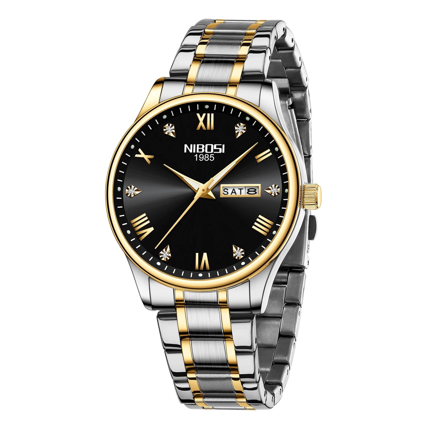 Nibosi 2626 Men's Stainless Steel Quartz Watch Waterproof Business Wristwatches Custom Logo Analog Display Glass Relojes Hombre