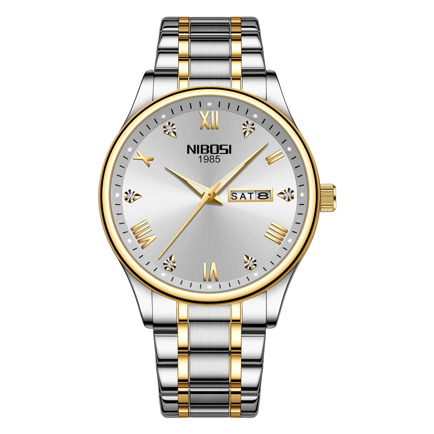 Nibosi 2626 Men's Stainless Steel Quartz Watch Waterproof Business Wristwatches Custom Logo Analog Display Glass Relojes Hombre