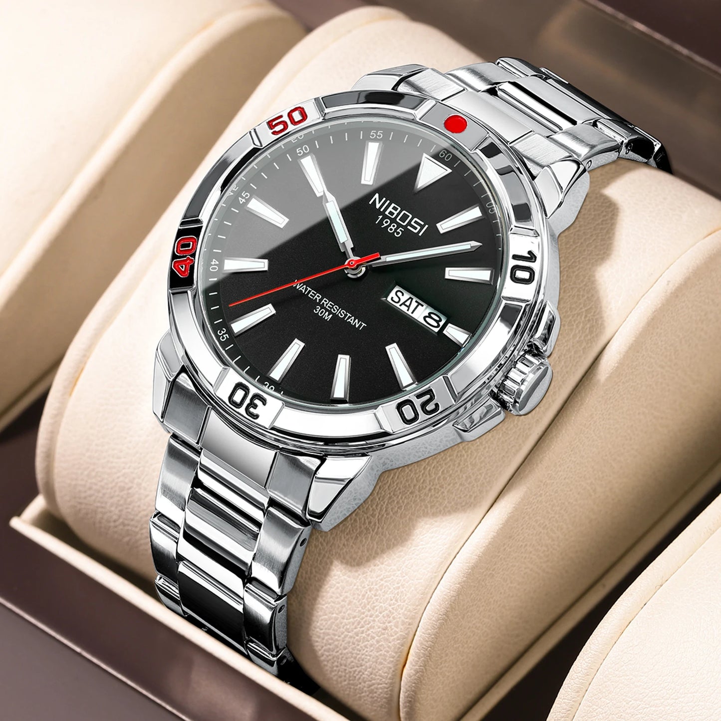 NIBOSI 2660 Top 10 Brands Made in China Male Clock Stainless Steel Band Water Resist Date Display Low Moq Casual Watch