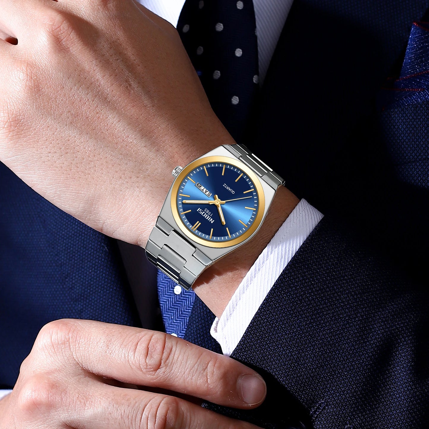 Nibosi 2658 Simple Business Design Men Quartz Watch High Quality Stainless Steel Band Waterproof Wristwatches