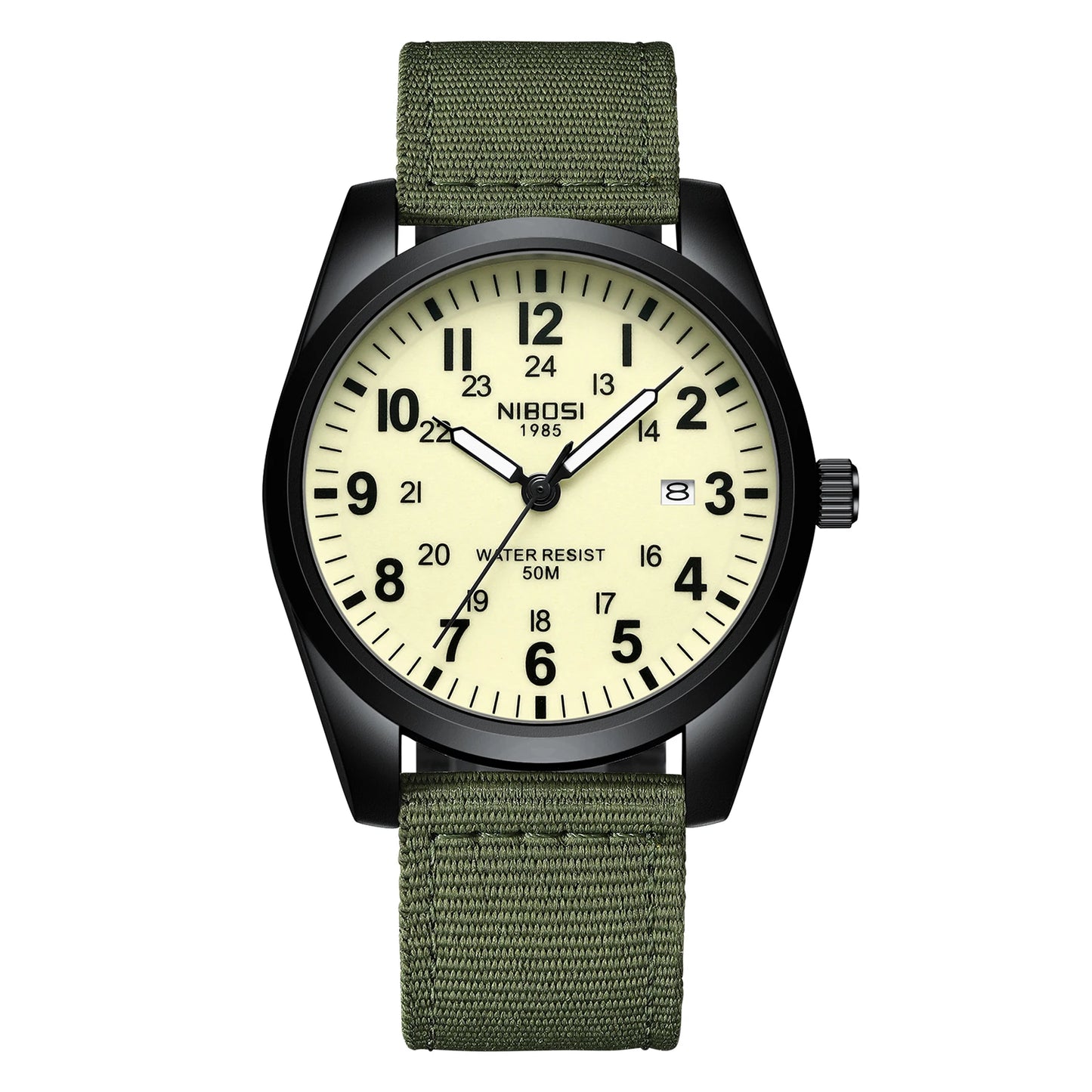 China NIBOSI 2639 Nylon Strap Wrist Watches Calendar Waterproof Sports Watch Mens Classic Mountaineering Style Watch