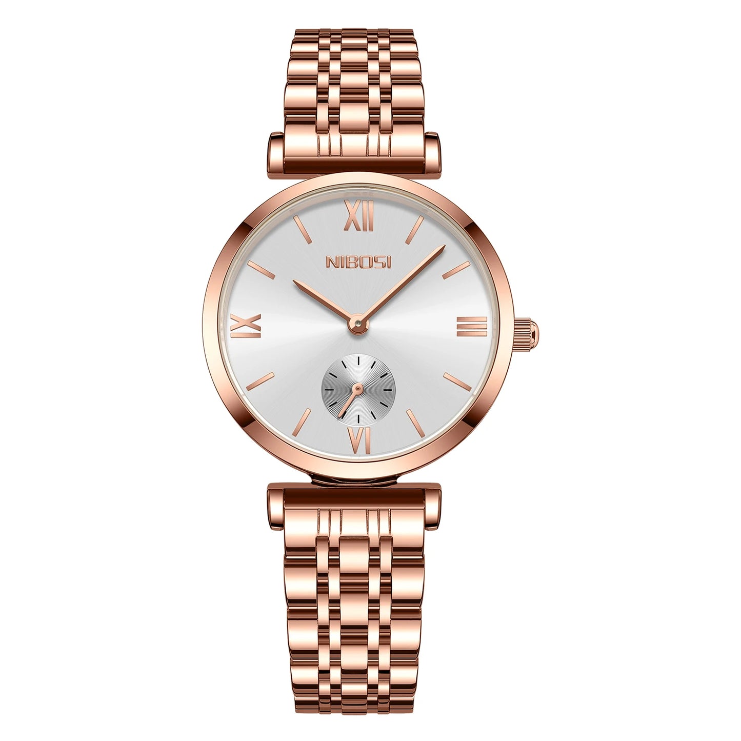 NIBOSI 2620 Wholesale Simple Design Rose Gold Steel Minimalist Women Watches Classic Analog Ladies Watch