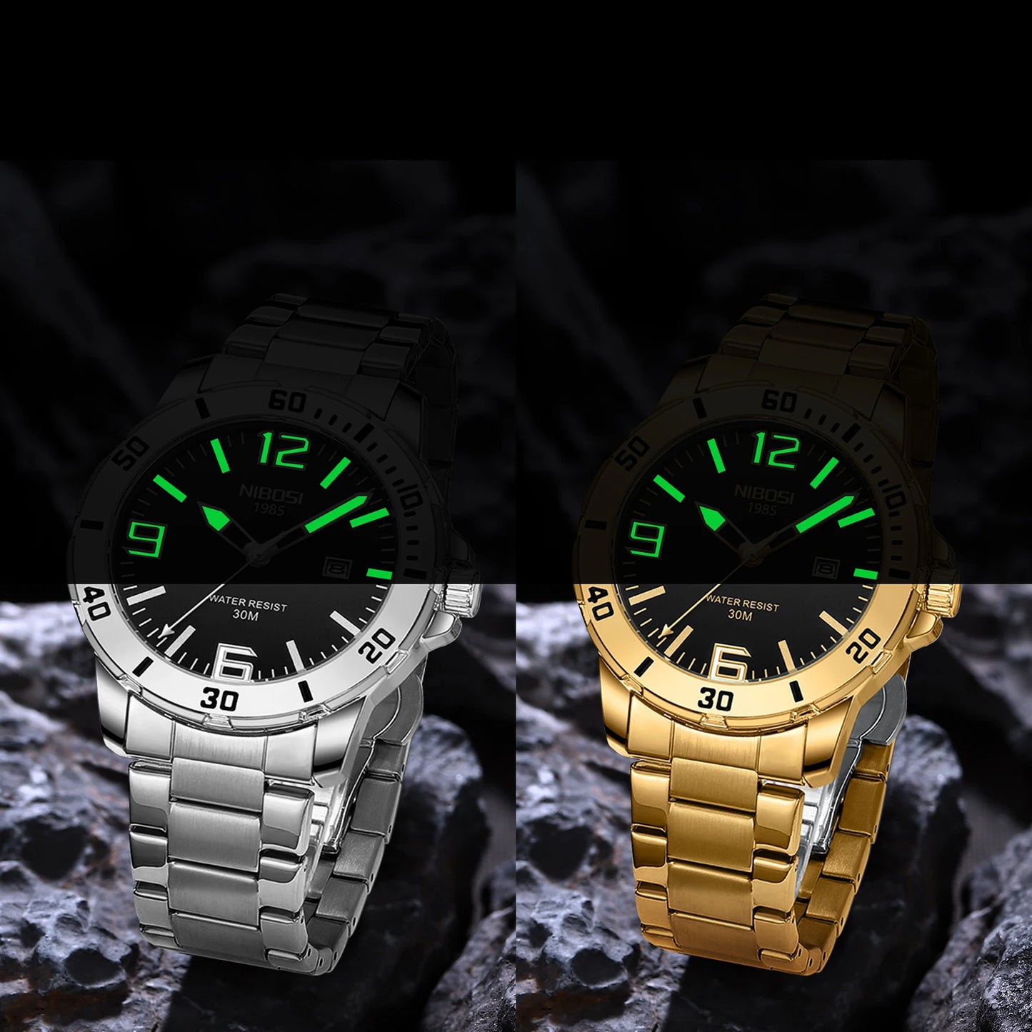 NIBOSI 2589 Watches Wholesale Economic Waterproof Quartz Watch Men Fashion Stainless Steel Strap Wristwatch