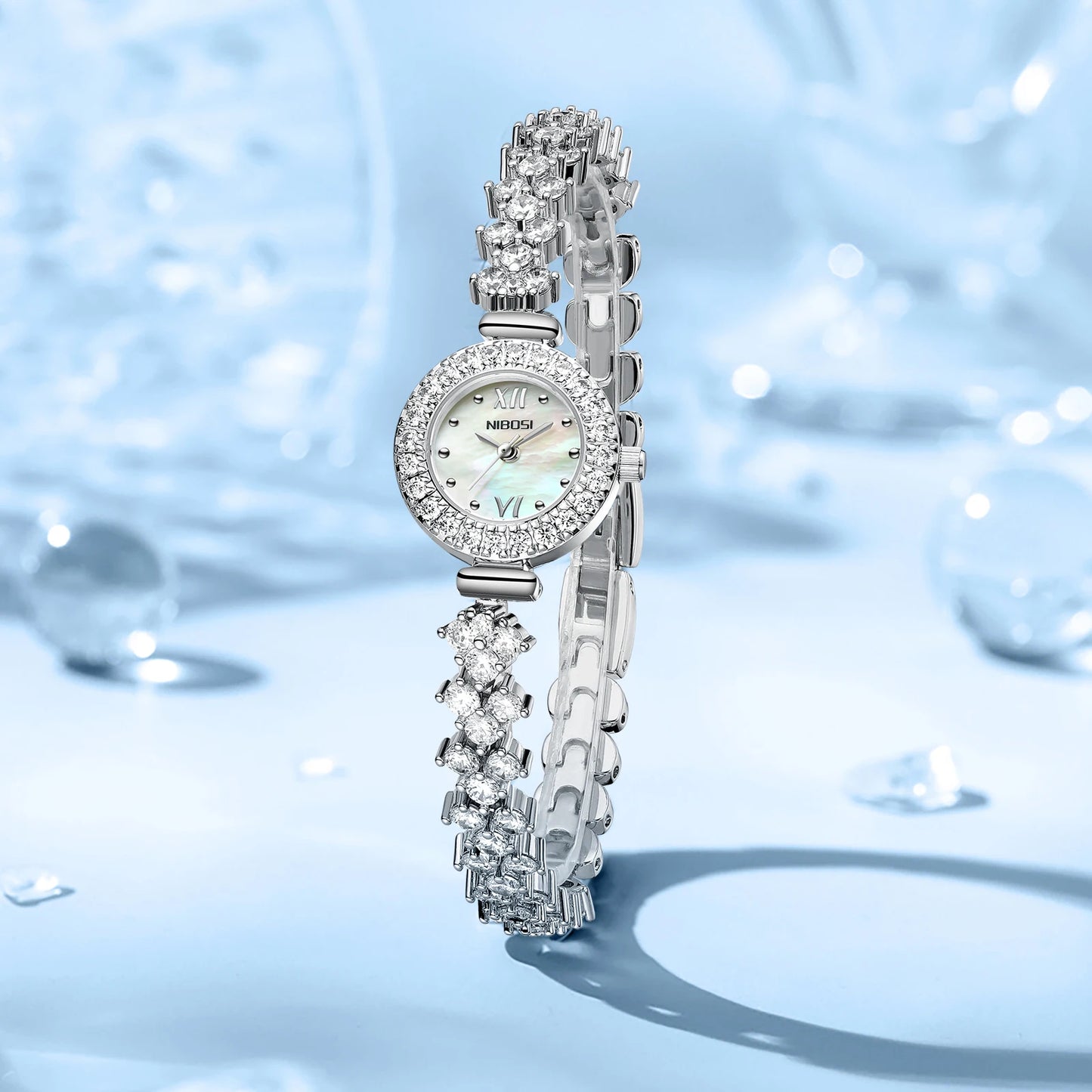 NIBOSI 2676 Fashion Luxury Jewelry Bracelet Strap Stainless Steel Strap Water Proof Women Quartz Watch
