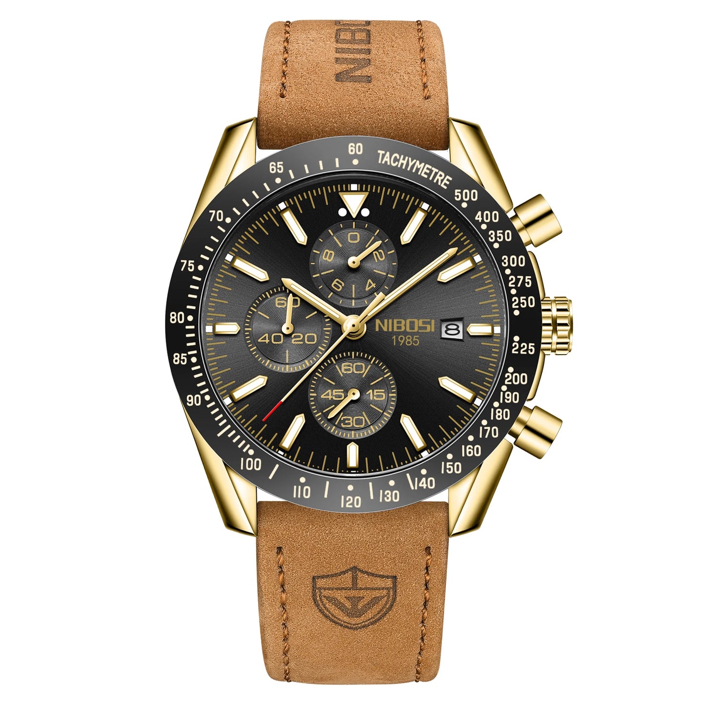 NIBOSI 2615 Chronograph Auto Date Waterproof Luminous Hands Quartz Watch With Small Three Needle