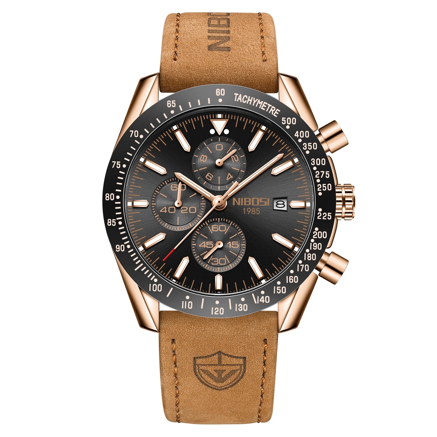 NIBOSI 2615 Chronograph Auto Date Waterproof Luminous Hands Quartz Watch With Small Three Needle