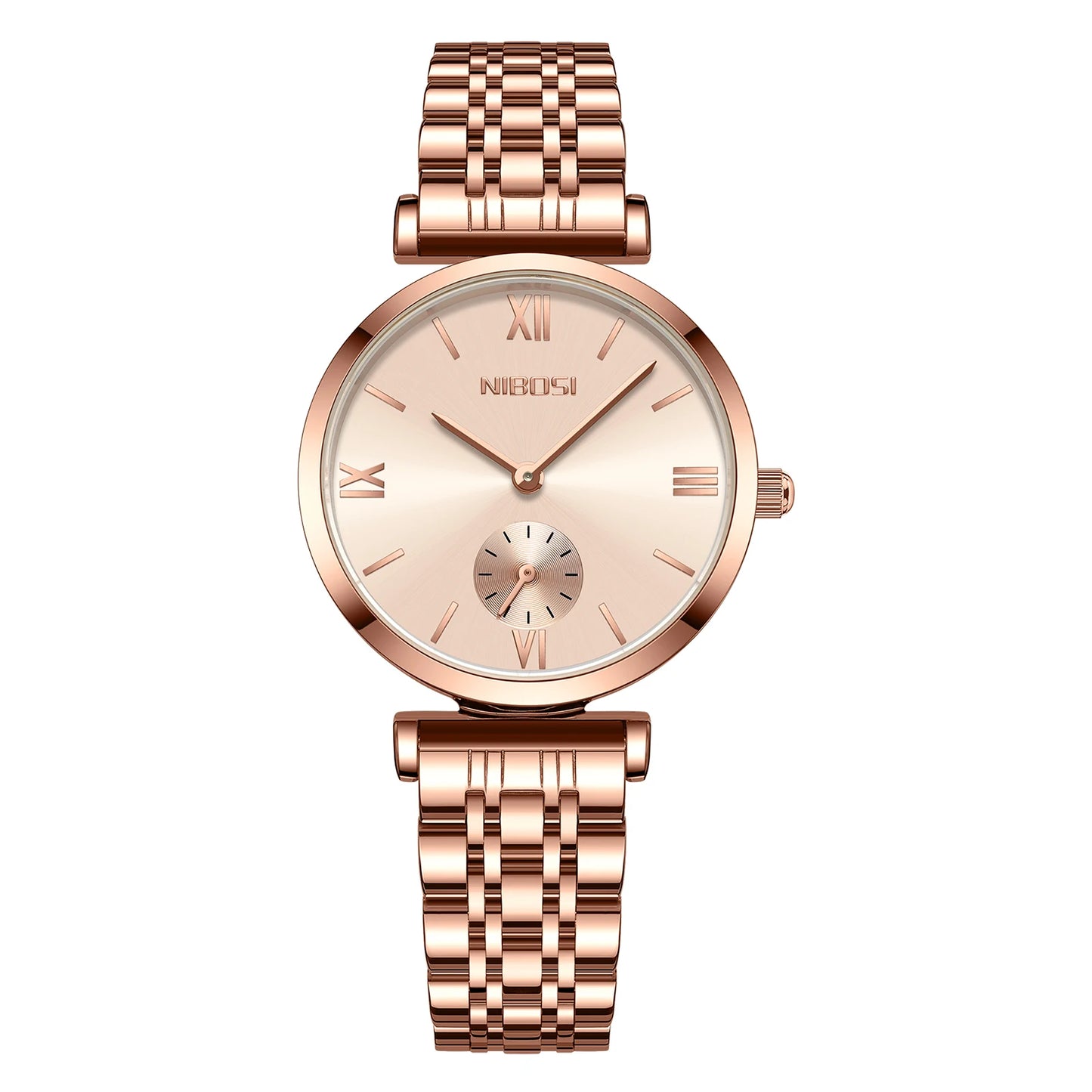 NIBOSI 2620 Wholesale Simple Design Rose Gold Steel Minimalist Women Watches Classic Analog Ladies Watch