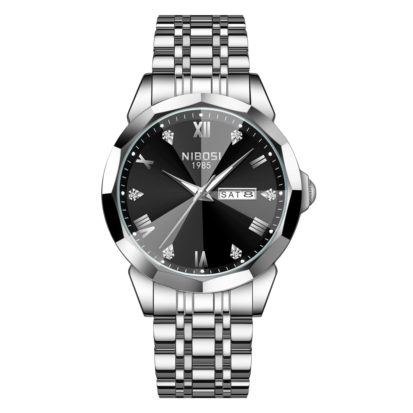 2623 Men's Luxury Stainless Steel Band Quartz Watch Waterproof Luminous Business Wristwatch with Dial Mechanical Type for Men
