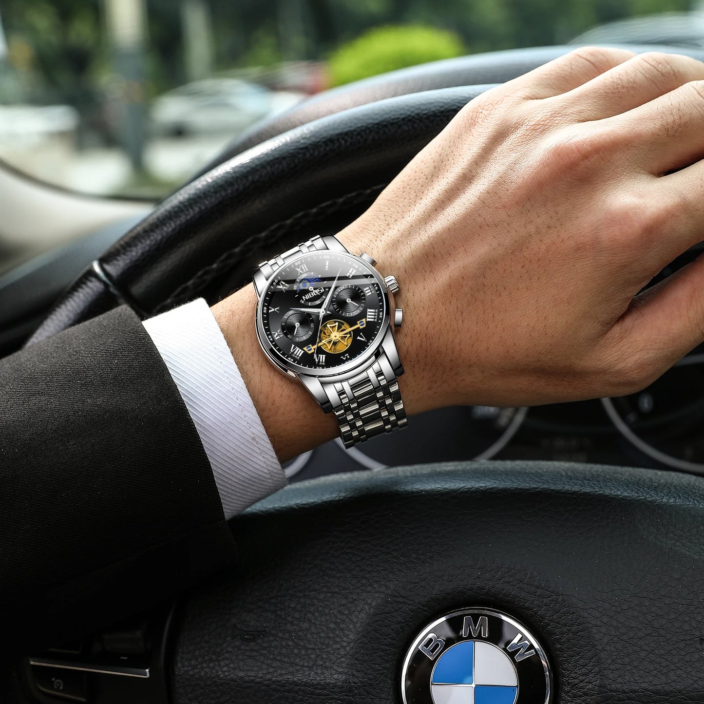 NIBOSI 2507 Customize Logo OEM Stainless Steel Men Quartz Watch Hombre Wristwatch Elegance Male Watches