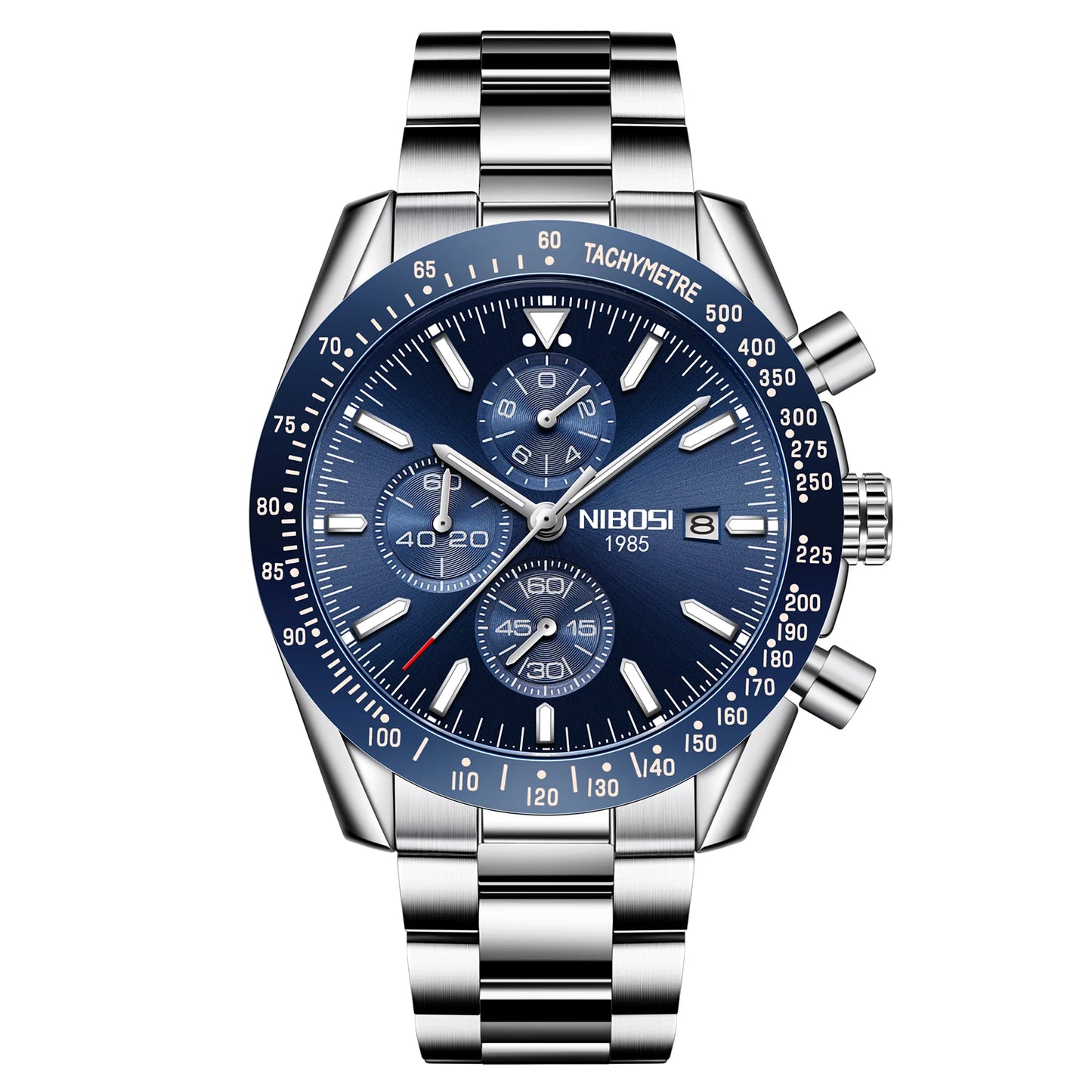 NIBOSI 2615 Chronograph Auto Date Waterproof Luminous Hands Quartz Watch With Small Three Needle