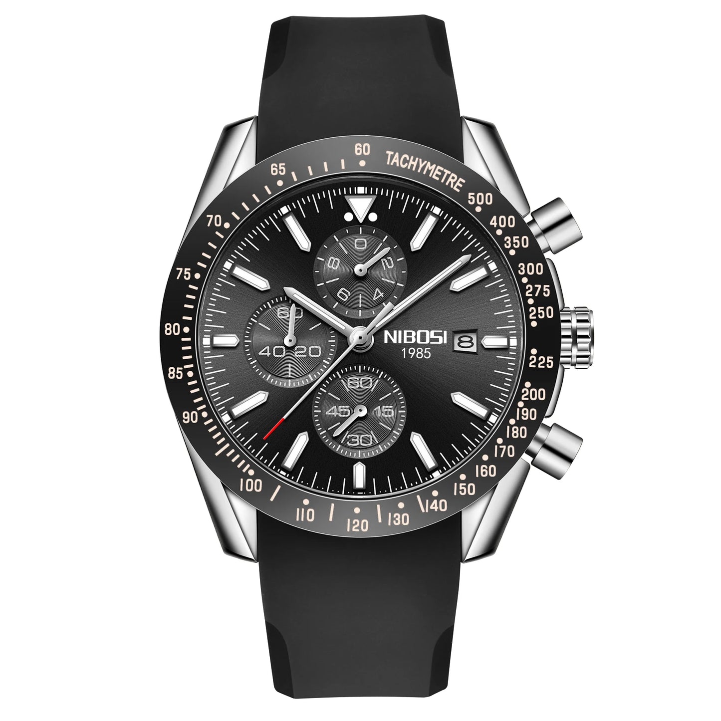 NIBOSI 2615 Chronograph Auto Date Waterproof Luminous Hands Quartz Watch With Small Three Needle