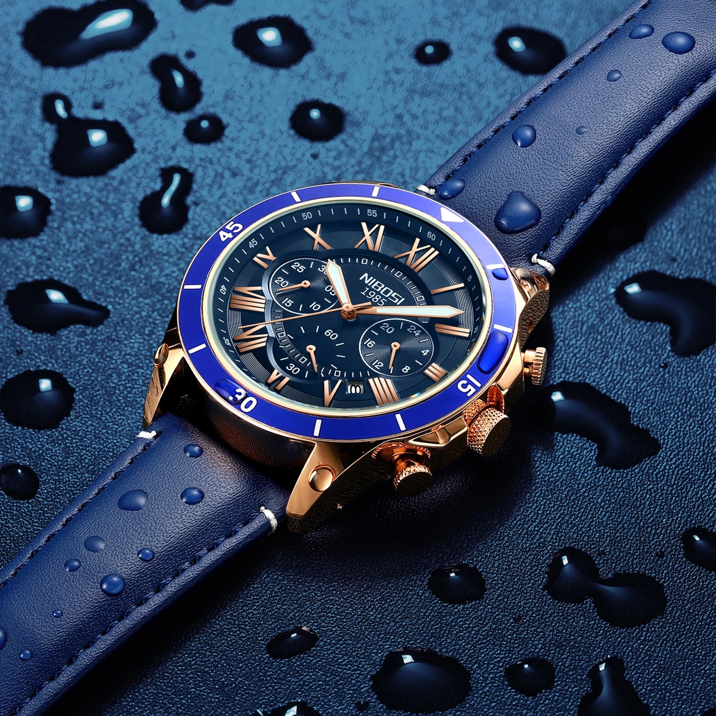 NIBOSI 2652 Fashion Mens High Quality Waterproof Rubber Strap Quartz Watch