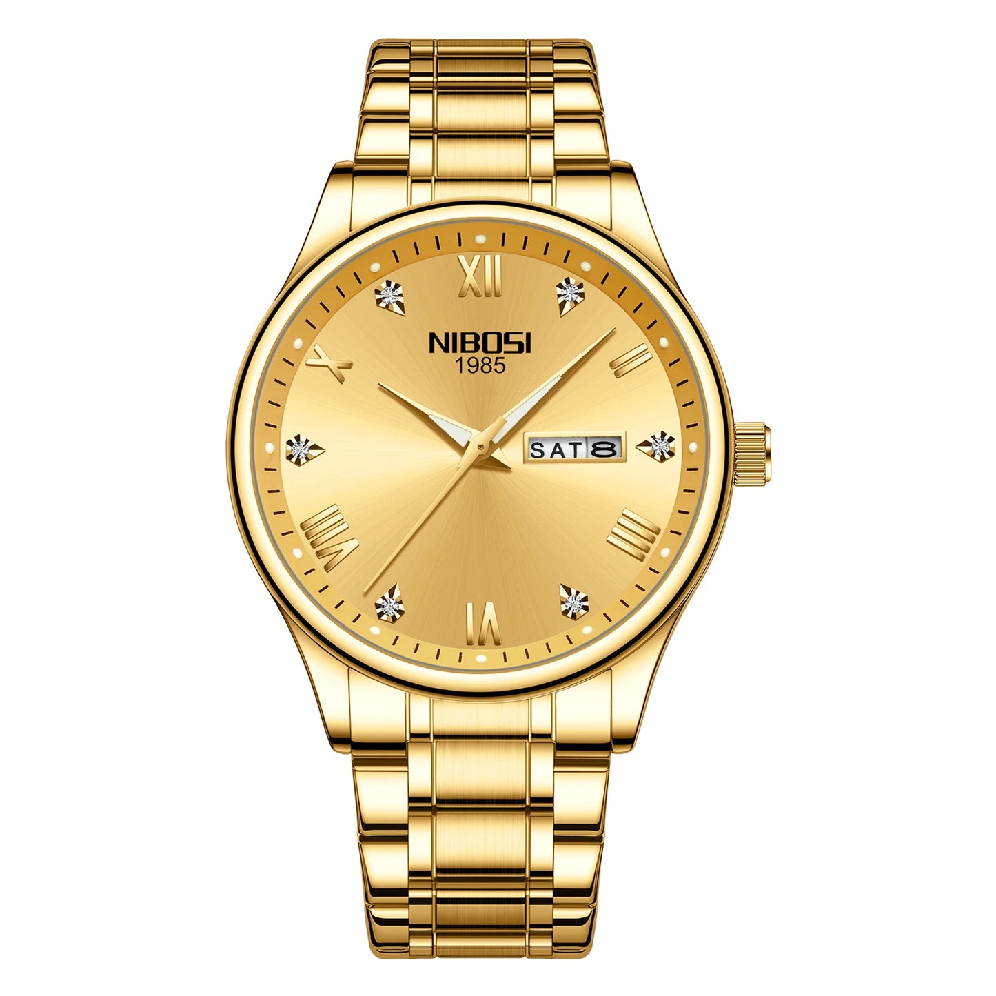 Nibosi 2626 Men's Stainless Steel Quartz Watch Waterproof Business Wristwatches Custom Logo Analog Display Glass Relojes Hombre
