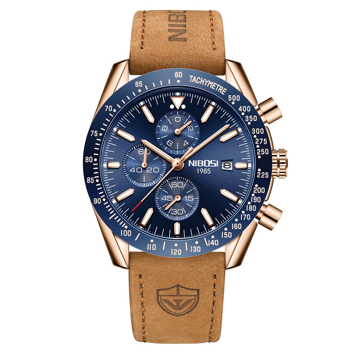 NIBOSI 2615 Chronograph Auto Date Waterproof Luminous Hands Quartz Watch With Small Three Needle