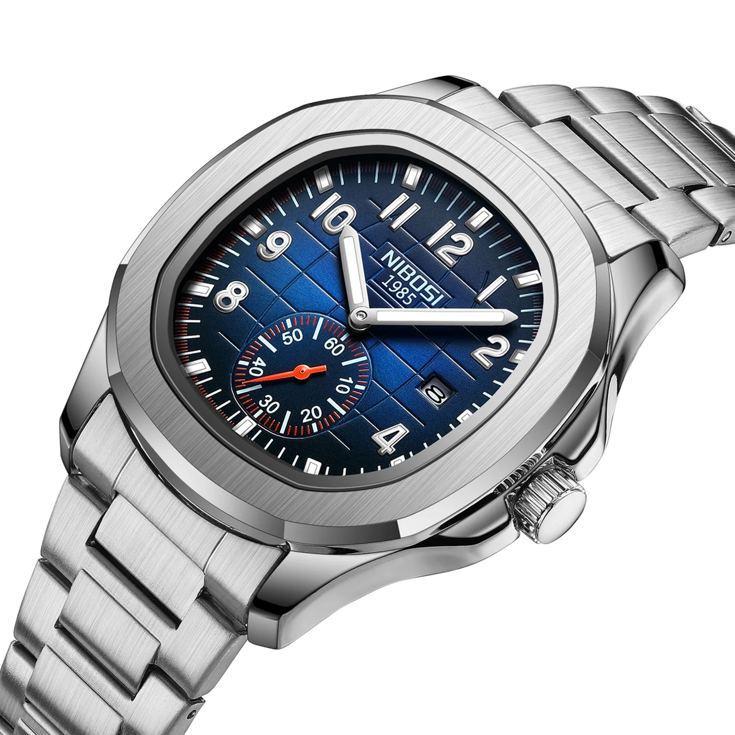 NIBOSI 2653 Fashion Mens Trendy Auto Date Chronograph Stainless Steel Band Quartz Watch