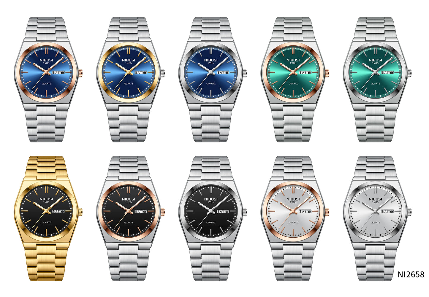 NIBOSI 2658 Simple Design Business Calendar Quartz Watches Luxury Watch for Men