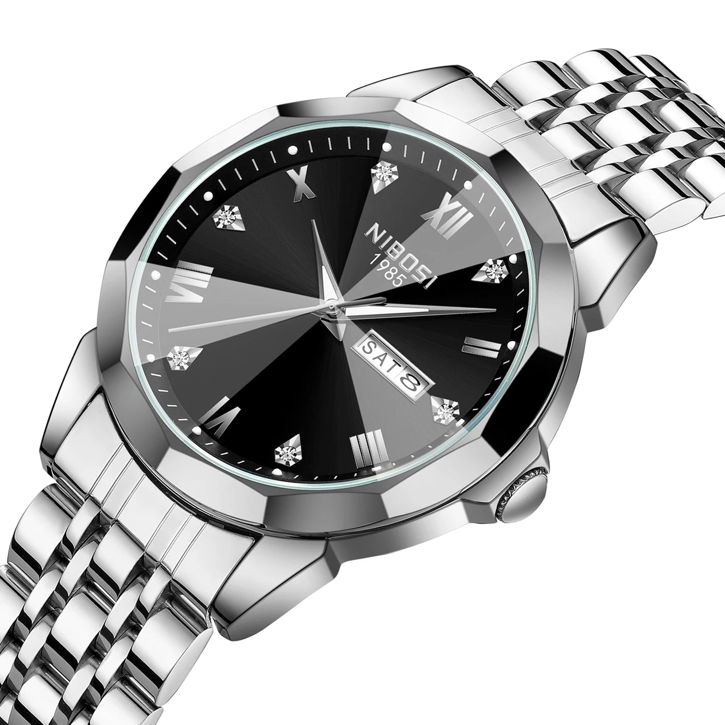 2623 Men's Luxury Stainless Steel Band Quartz Watch Waterproof Luminous Business Wristwatch with Dial Mechanical Type for Men