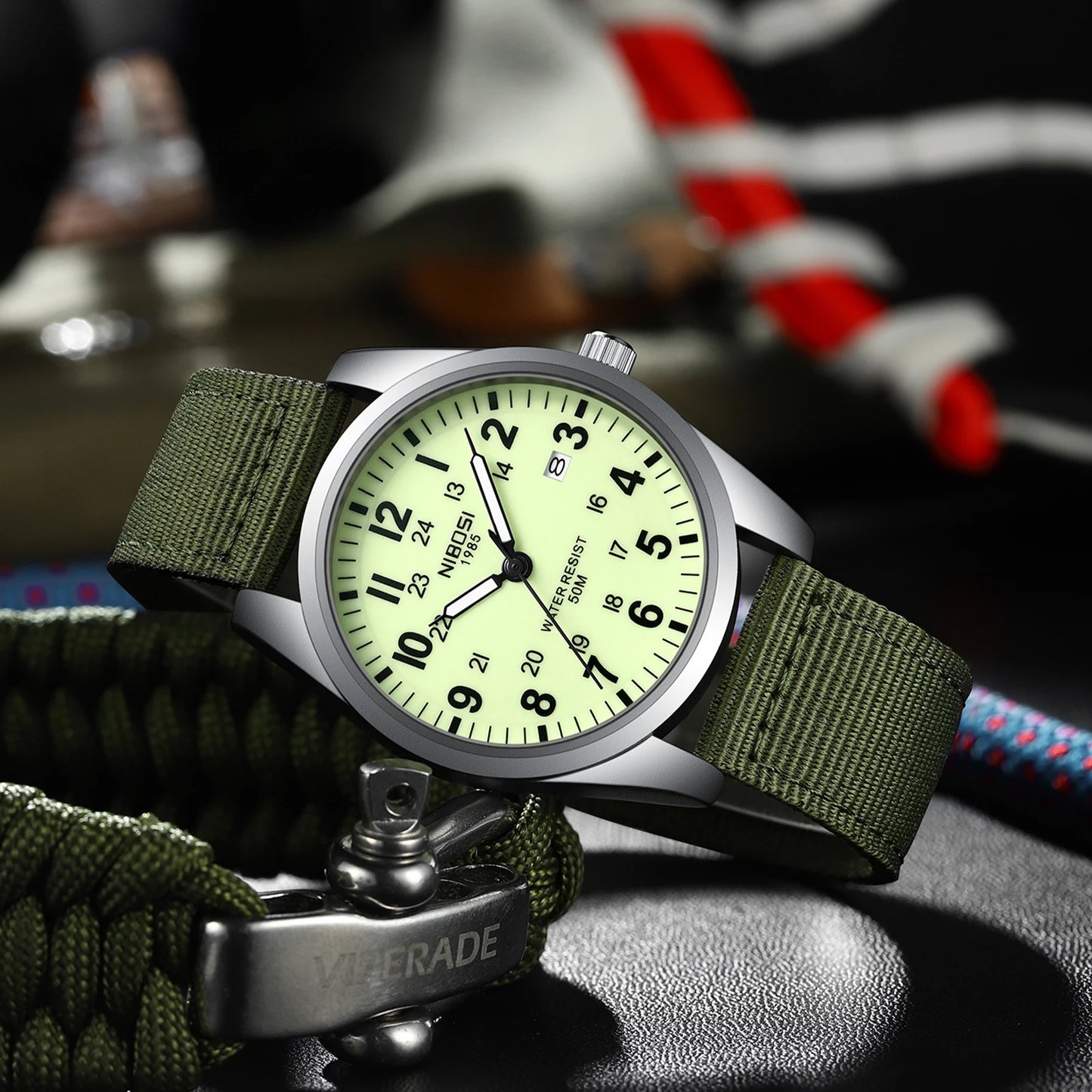 NIBOSI 2639 Luxury Men Date Black Watch Male Quartz 3ATM Waterproof Fashion Nylon Business Wristwatches Relojes Hombre