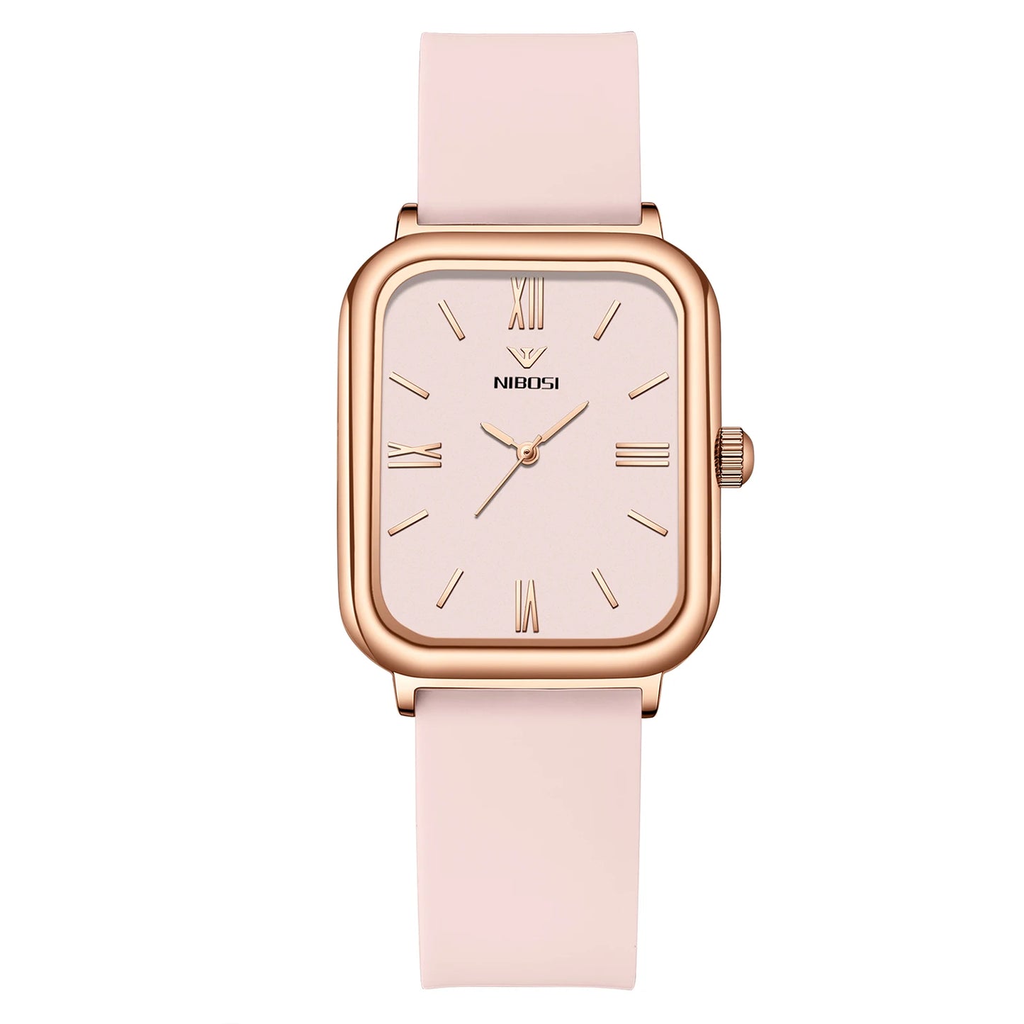 NIBOSI 2562 Customize Logo Simple Design Fashion Ladies Wristwatch Square Dial Silicone Band Women Quartz Watches