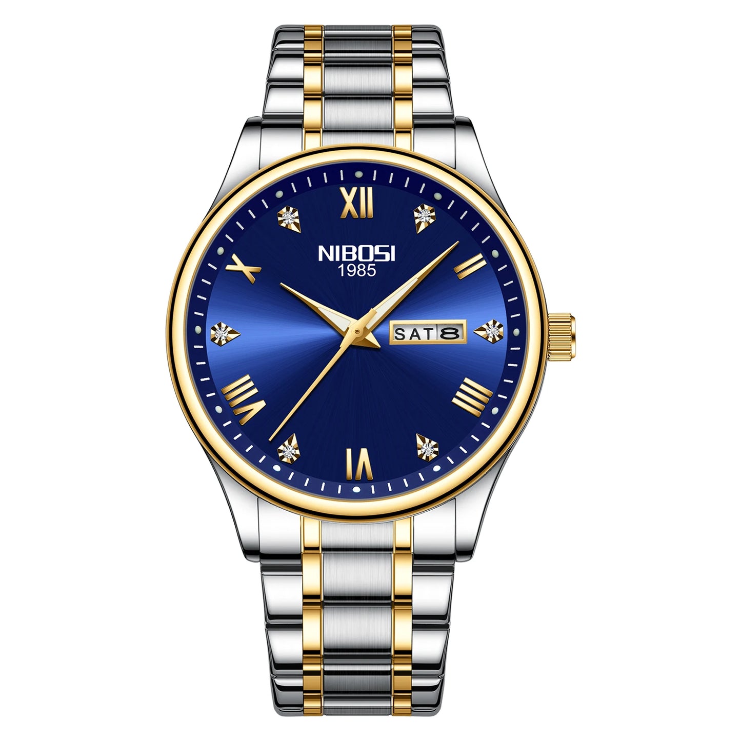 Nibosi 2626 Men's Stainless Steel Quartz Watch Waterproof Business Wristwatches Custom Logo Analog Display Glass Relojes Hombre