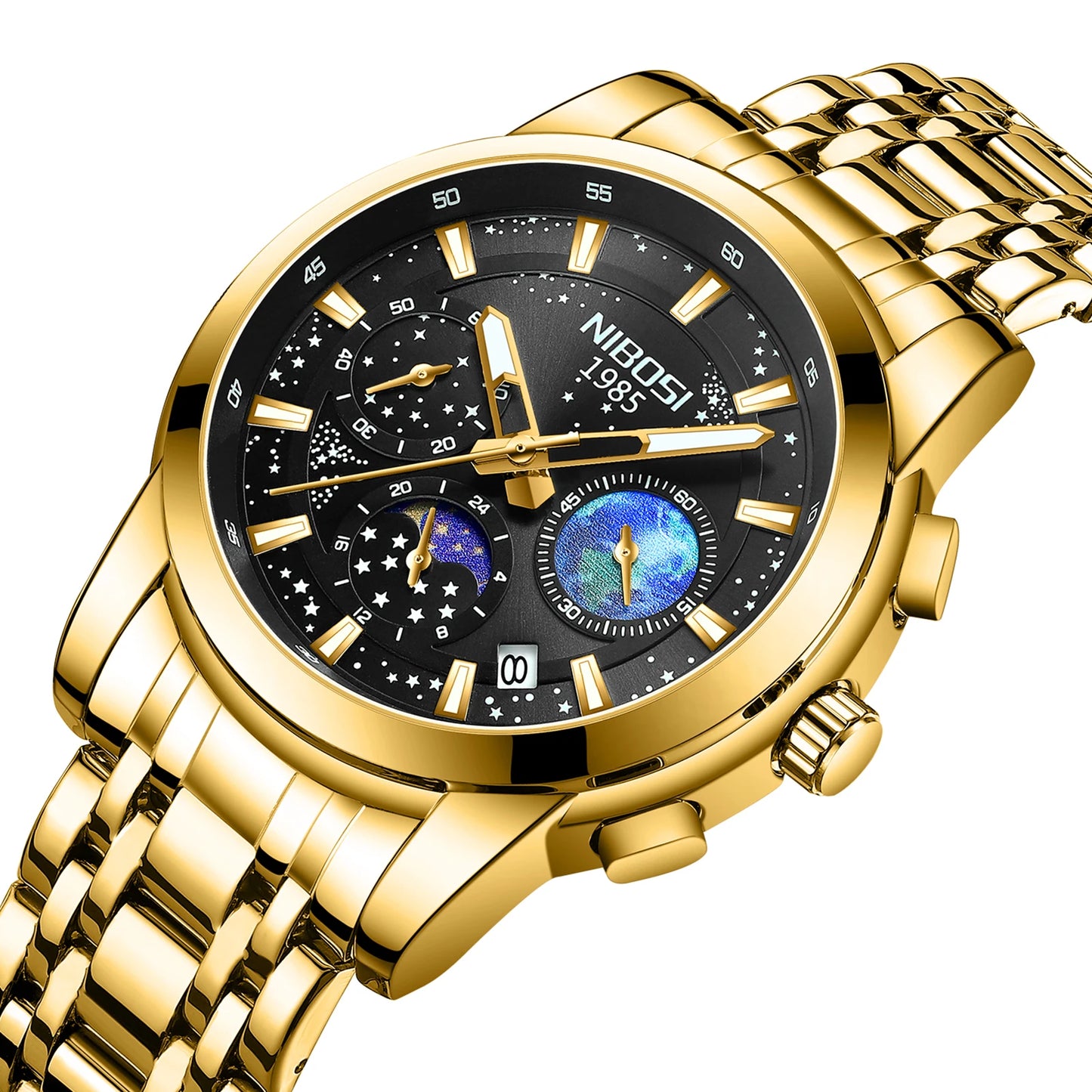 NIBOSI 2651 Men's Watches Fashion Business Starry Sky Dial Quartz Watches Luxury Waterproof Luminous Watch for Men