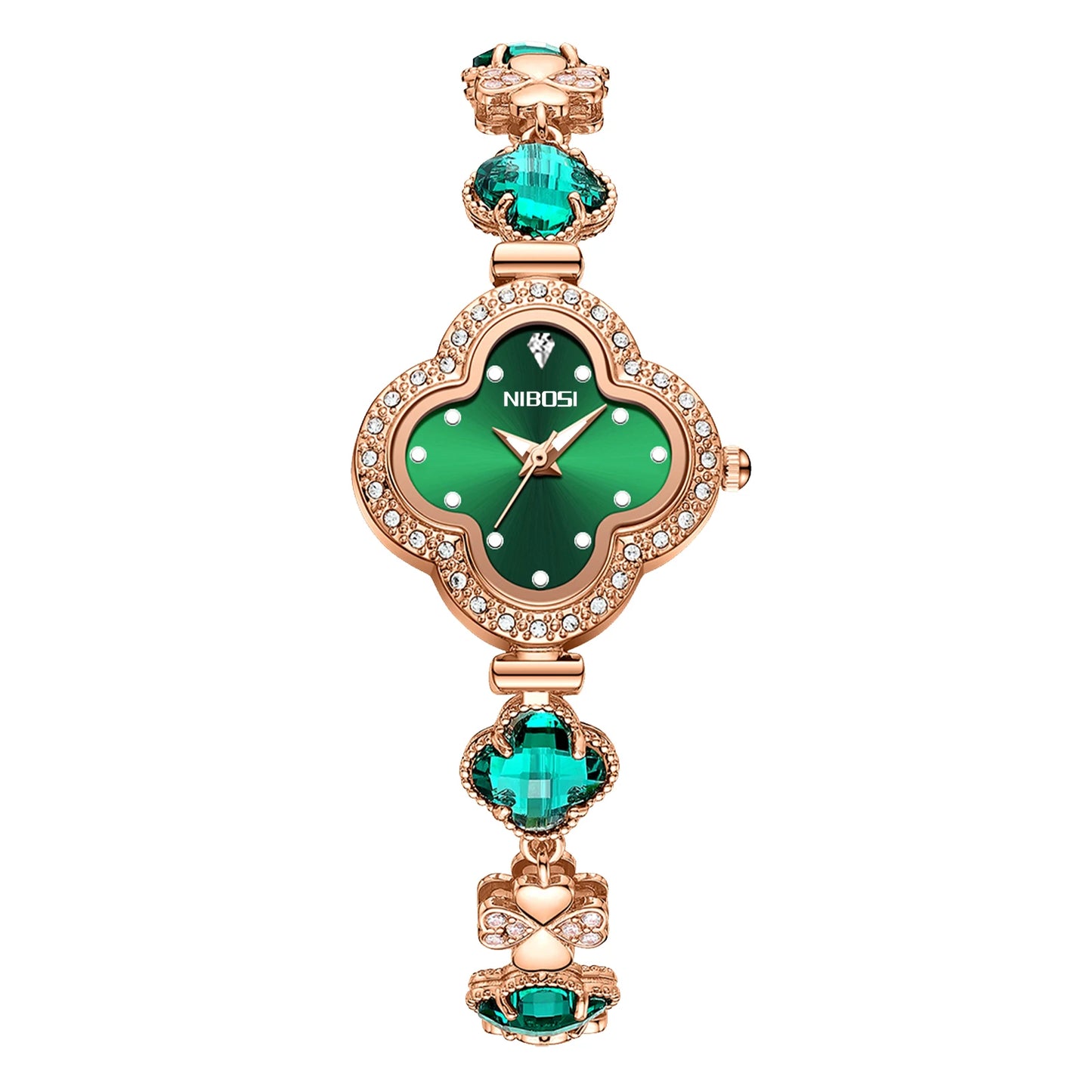 NIBOSI 2617L Four-leaf Bracelet Lady Watches Luxury Design 2023 Vintage Women Watch