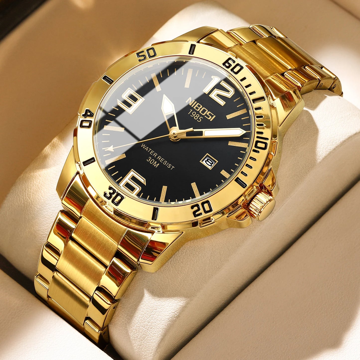 NIBOSI 2589 Watches Wholesale Economic Waterproof Quartz Watch Men Fashion Stainless Steel Strap Wristwatch