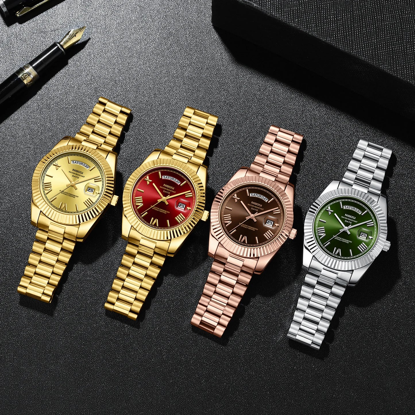 NIBOSI 2628 Customization Logo Classic Men Watch Waterproof Wristwatch OEM Stainless Steel Strap Quartz Watches