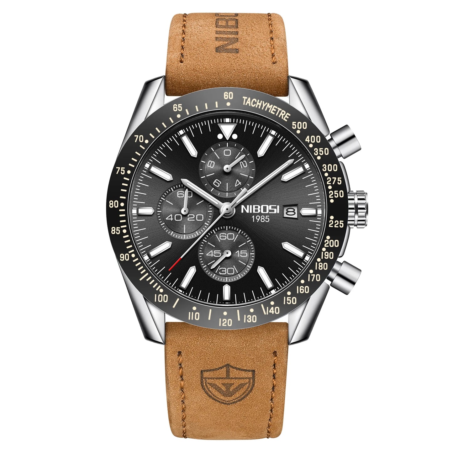 NIBOSI 2615 Chronograph Auto Date Waterproof Luminous Hands Quartz Watch With Small Three Needle