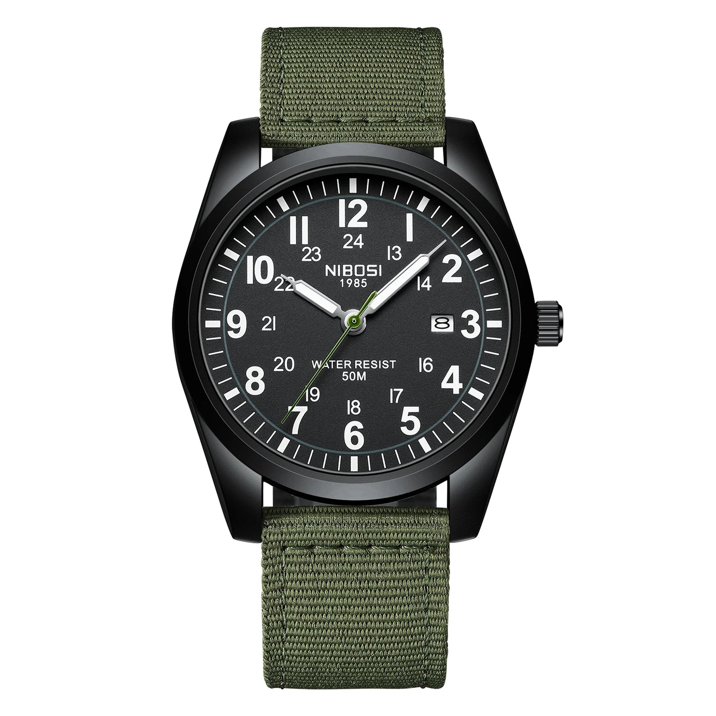 China NIBOSI 2639 Nylon Strap Wrist Watches Calendar Waterproof Sports Watch Mens Classic Mountaineering Style Watch