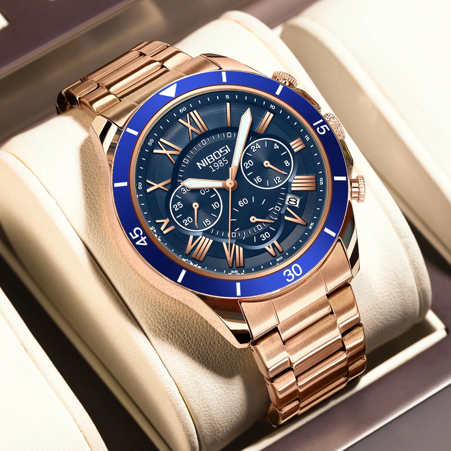 NIBOSI 2652 Fashion Mens High Quality Waterproof Rubber Strap Quartz Watch
