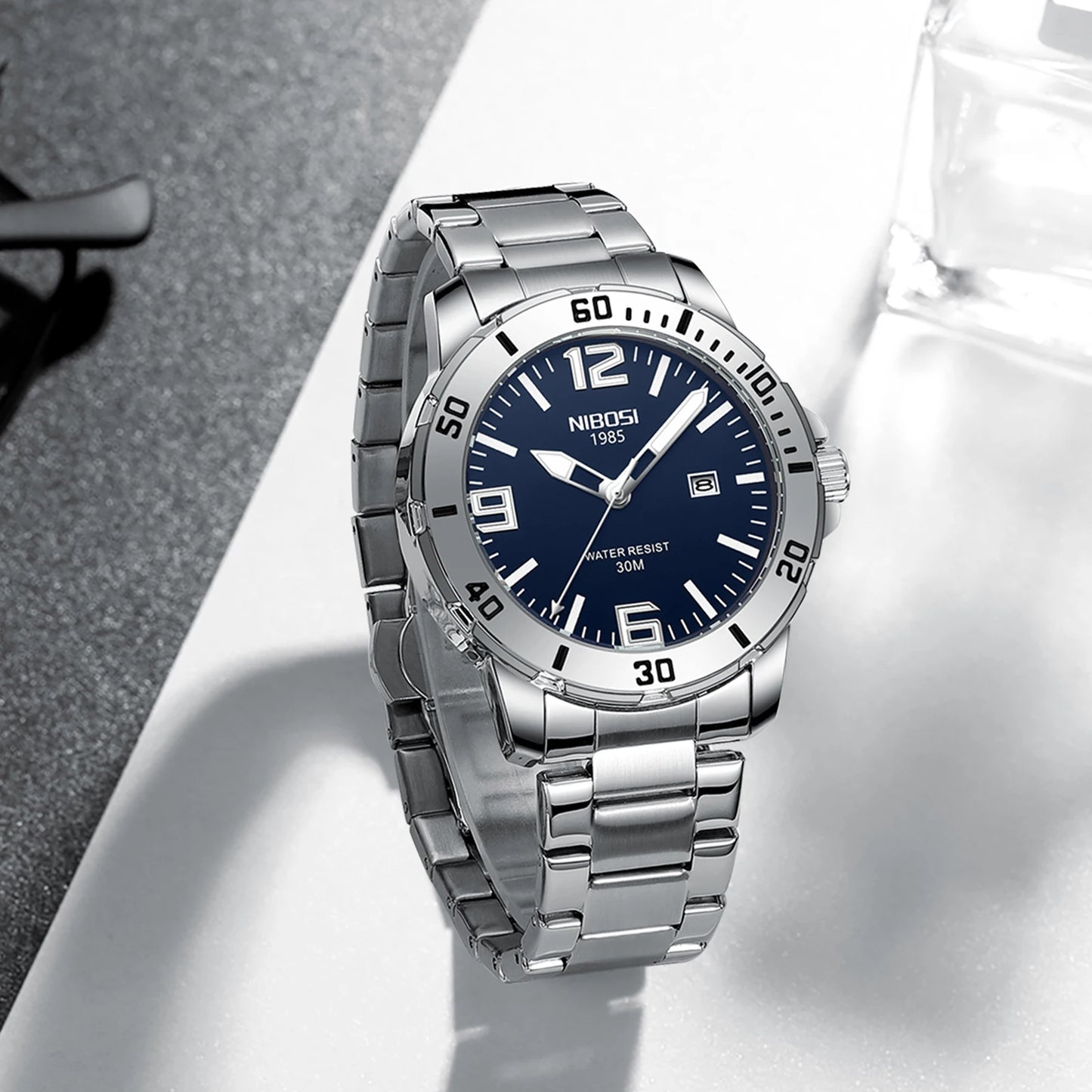 NIBOSI 2589 Watches Wholesale Economic Waterproof Quartz Watch Men Fashion Stainless Steel Strap Wristwatch