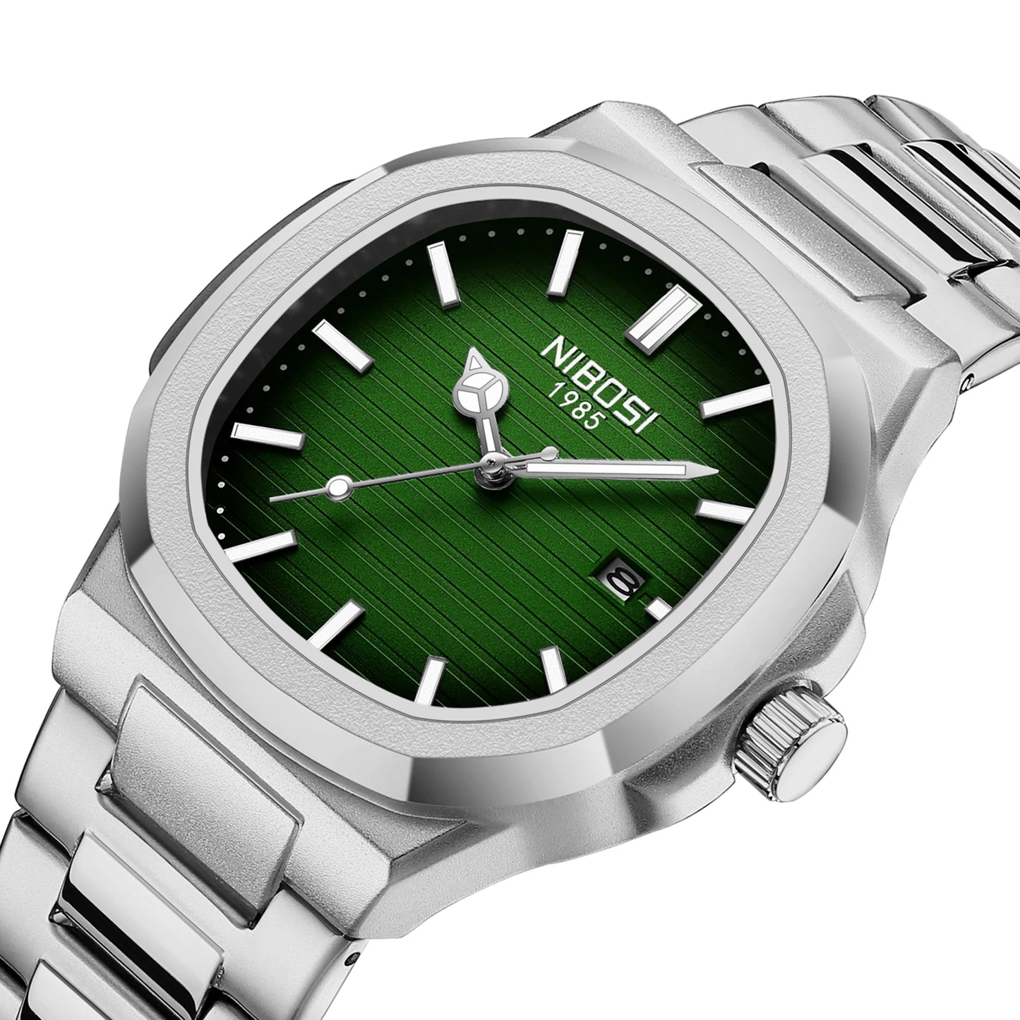 NIBOSI 2619 Men's Luxury Quartz Wrist Watch Waterproof Creative Mechanical Version with Alloy Steel Band Business Dial