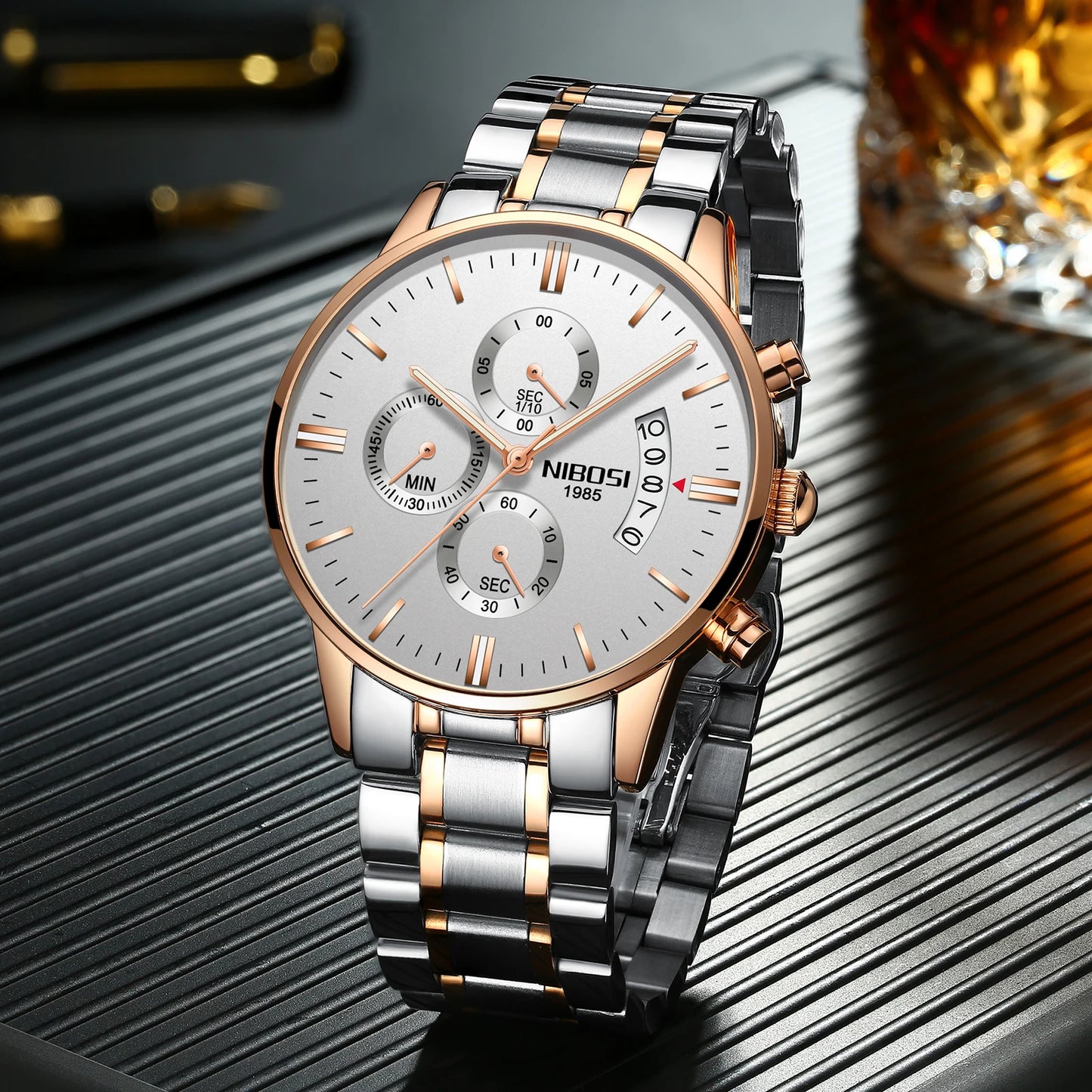 NIBOSI 2309 Wholesale Solid Stainless Steel Band Multi Function NIBOSI Mens Watch