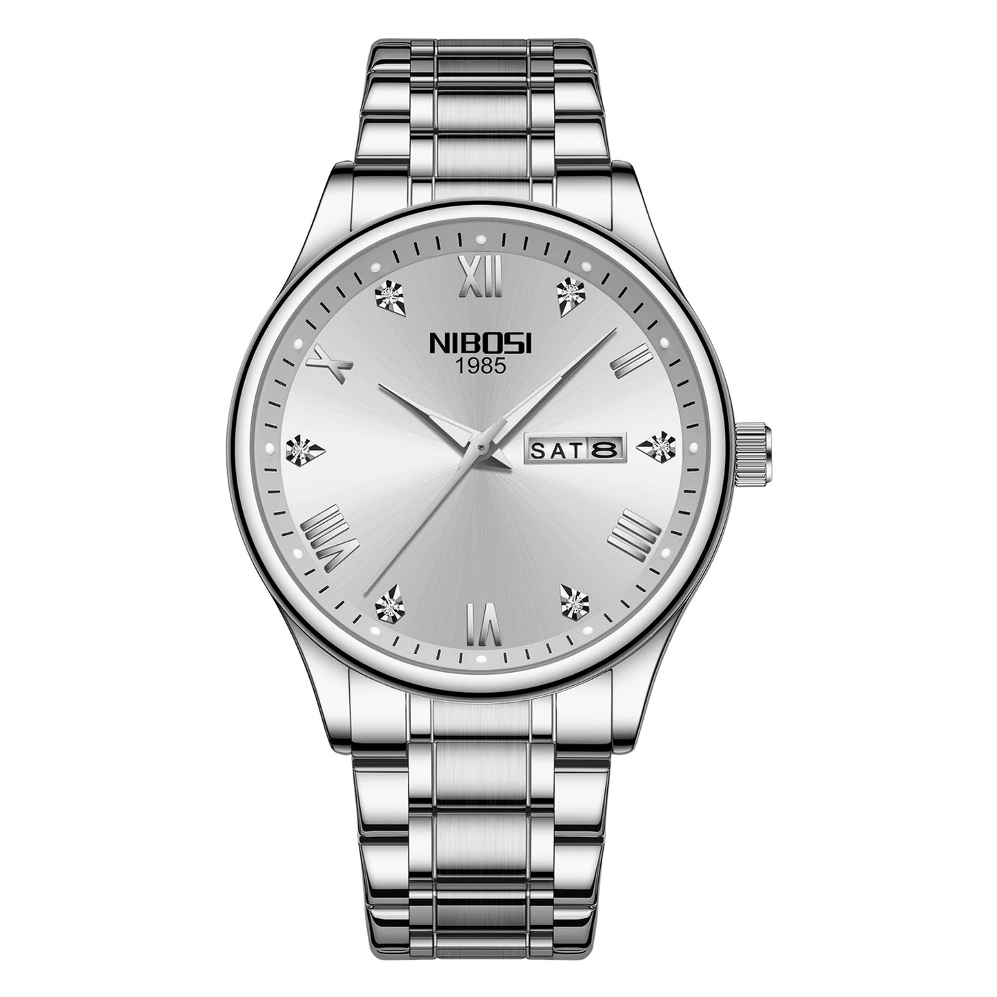 Nibosi 2626 Men's Stainless Steel Quartz Watch Waterproof Business Wristwatches Custom Logo Analog Display Glass Relojes Hombre