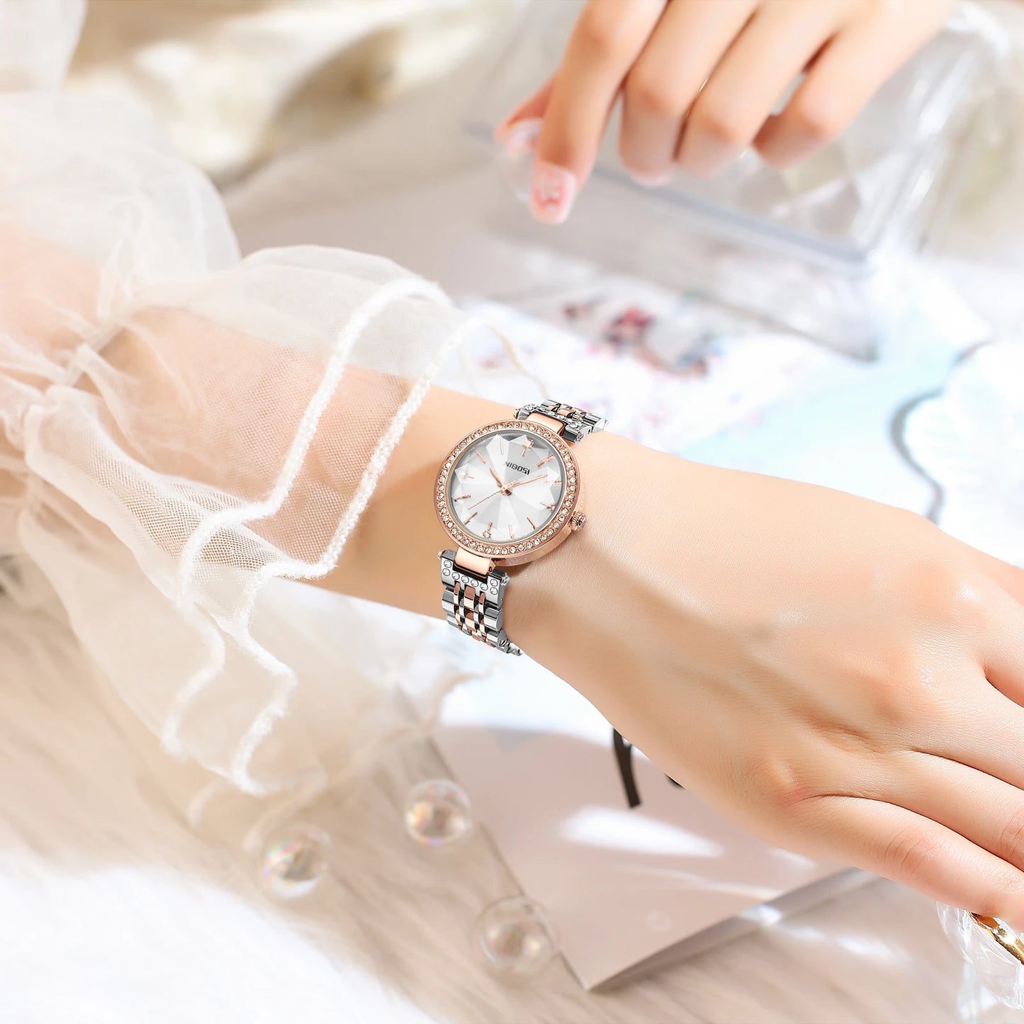 China Supplier Original NIBOSI 2622 Shiny Watches Montre Clock Watches Women Moissanite Wholesale Designer Ladies Watch